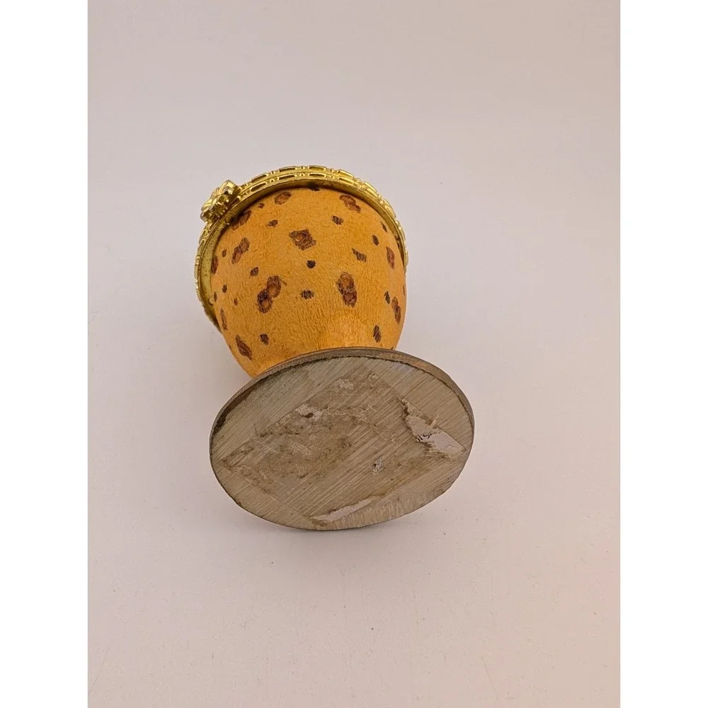 Vintage Cheetah Egg Shaped Trinket Box 4.5